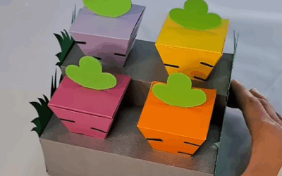 paper carrot box with a display stand